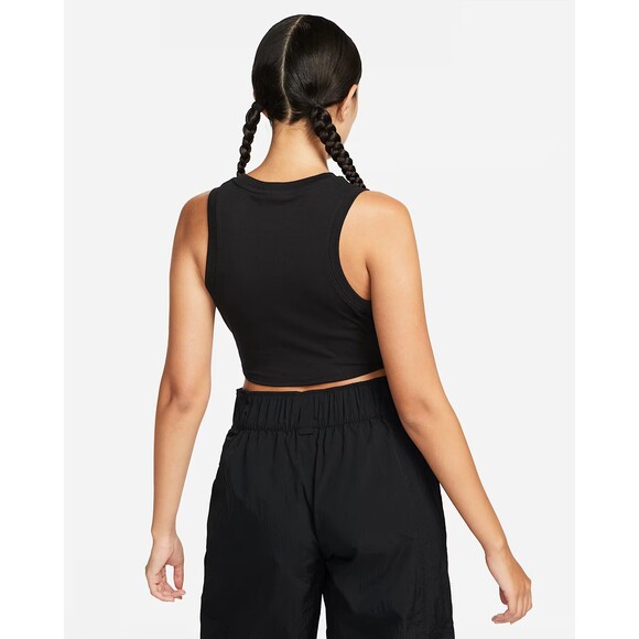 Nike Chill Knit Women's Tight Cropped Mini-Rib Tank‎ Top Black Size Large NWT - Picture 3 of 5